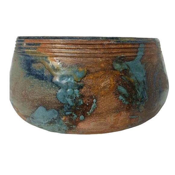 Artist Pottery Planter Bowl Turquoise Exotic Planter Display Decor Accent